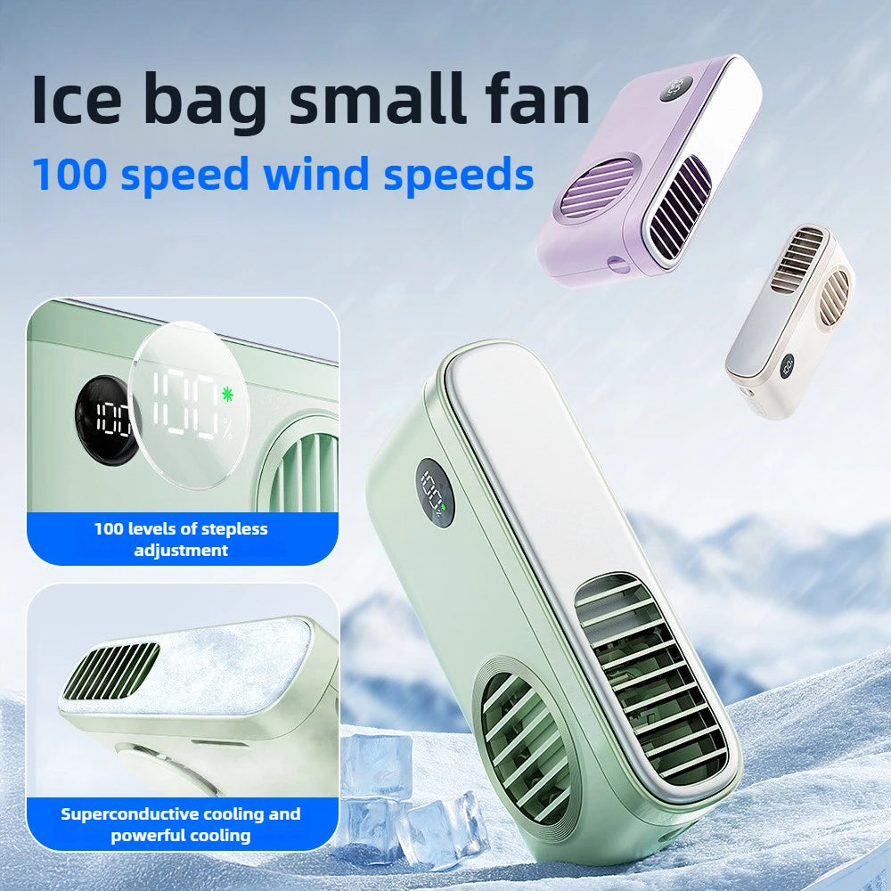 URGGU Mini Portable Fan – USB, Digital Display, Neck & Desktop