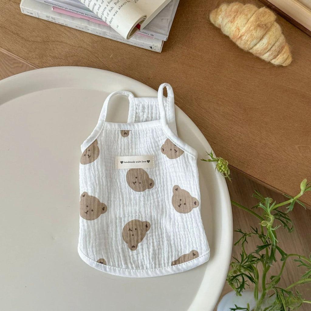 Bear Pet Vest Dog Clothes Cat Solid T-shirt Clothing Dogs Thin Small Fashion Chihuahua Summer Cats Vests Breathable Thin Section Oasis Select bear head L