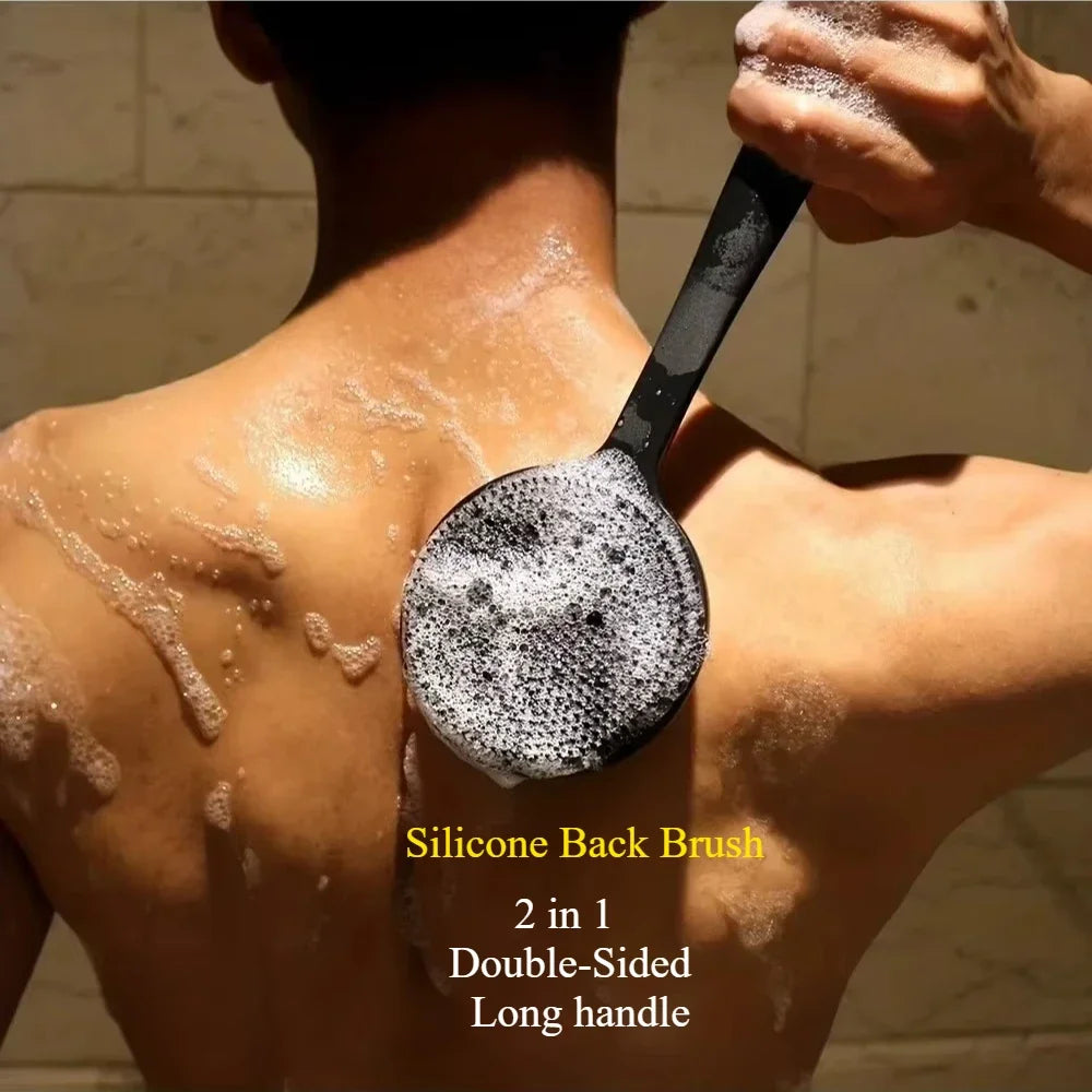 Soft Back Scrubber Brush Silicone Skin Massager Bath Shower Scrubbing Brush with Handle Body Wash Exfoliating Scrub Bath Supplie Oasis Select
