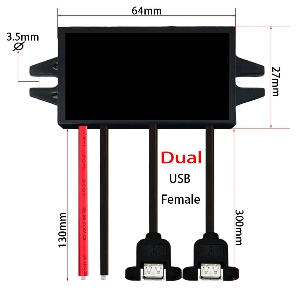 12V24V to 5V 3A 15W DC-DC Step Down Buck Converter Power Supply Module for Car Male Female USB Mini USB Micro USB Adapter Oasis Select Double-ear USB 12V24V 5V3A