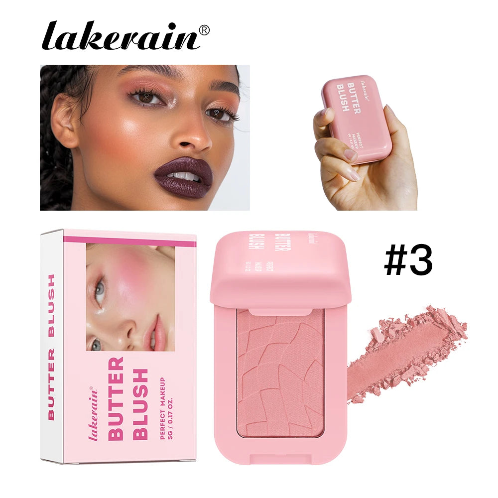 Lakerain 2 IN 1 Cream & Powder Blush Long-Lasting Wearing High Pigment Natural Pink Blusher Waterproof Matte Blush Makeup Oasis Select 3Feeling Butter