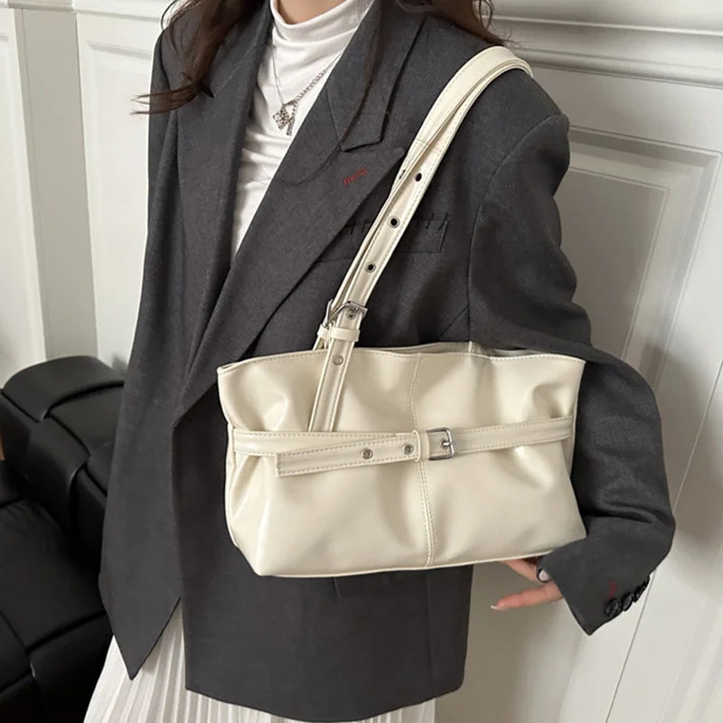 1pcs High End Retro Trendy Bag for Women's Maillard Single Shoulder Large Capacity Commuting Tote Bag Oasis Select