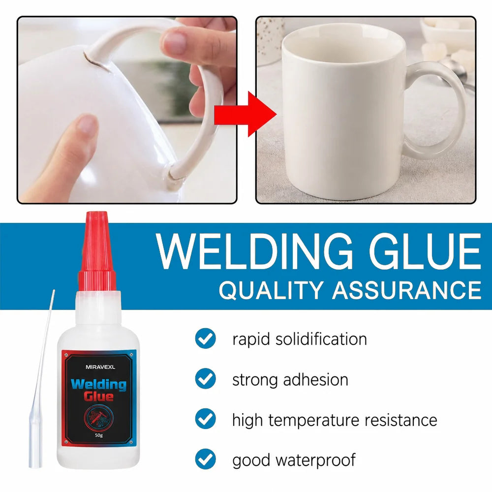 MIRAVEXL Welding Glue50g Welding High Strength Oily Glue - Universal Superglue Mighty Instant Glue for Resin Ceramic Metal Glass Oasis Select