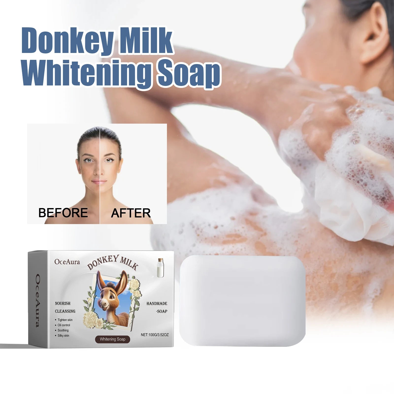 Body Cleansing Soap Moisturizing Nourishing Skin Improve Dullness Donkey Milk Soap Oil Control Exfoliator Natural Handmade Soap Oasis Select