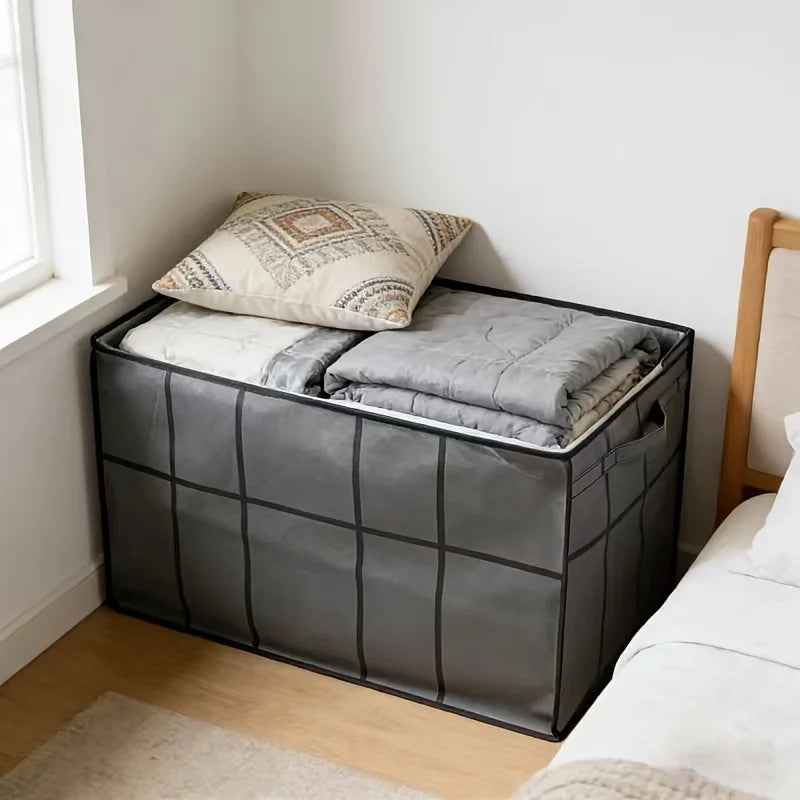 1pc Large Capacity Storage Bag with Zipper - Heavy-Duty Gray Moving Box Suitable for Clothes, Bedding,Luggage & Travel Organizer Oasis Select