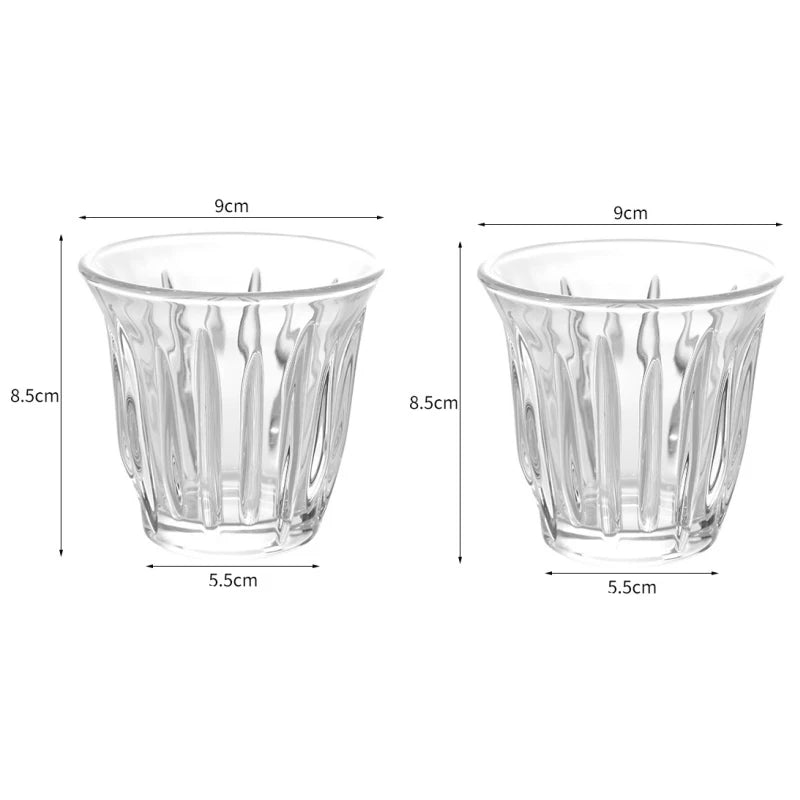2Pcs Glass Coffee Cup Espresso Mug Creative Striped Anti-scald Mocha Juice Cocktails Coffee Mugs for Latte Cappuccino Tea Cafe Oasis Select 200ml 2Pcs