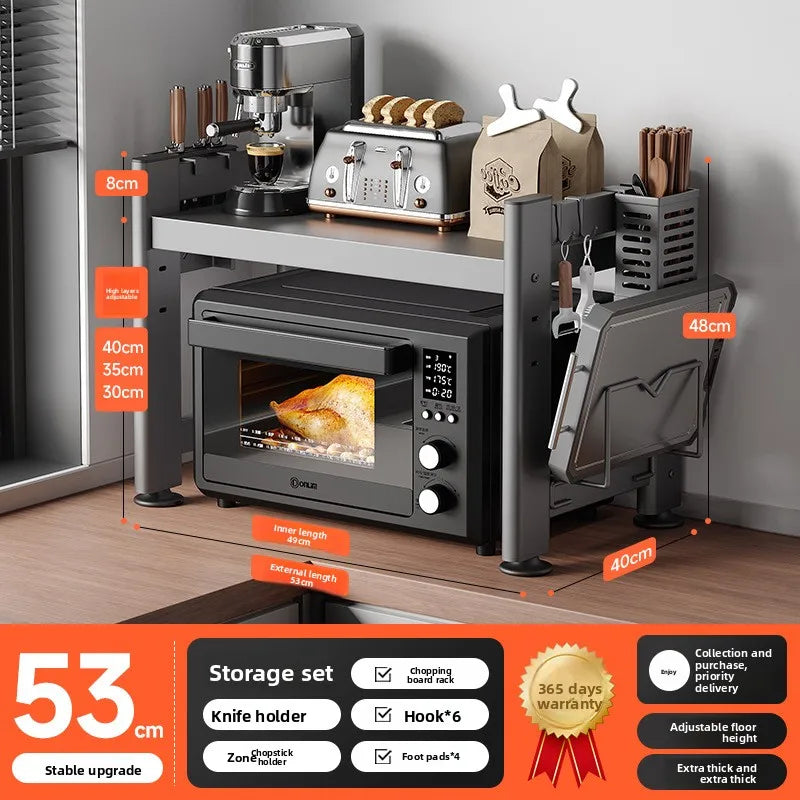 Microwave Rack Countertop Shelf Retractable Double Oven Rice Cooker Storage Shelf Household Oasis Select yuan-quan-53