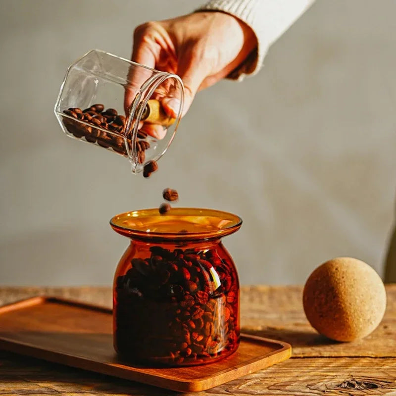 Coffee Bean Storage Jar Retro Sealed Food Grade Glass Coffee Powder Preservation Large Capacity Storage Bottle Oasis Select