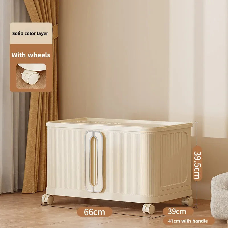 Household folding storage cabinet large capacity double door bedroom clothes toy locker free installation storage box Oasis Select 66-1-Cream White