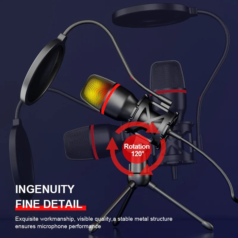 AyeBeau USB RGB Condenser Microphone for PC, Streaming & Gaming