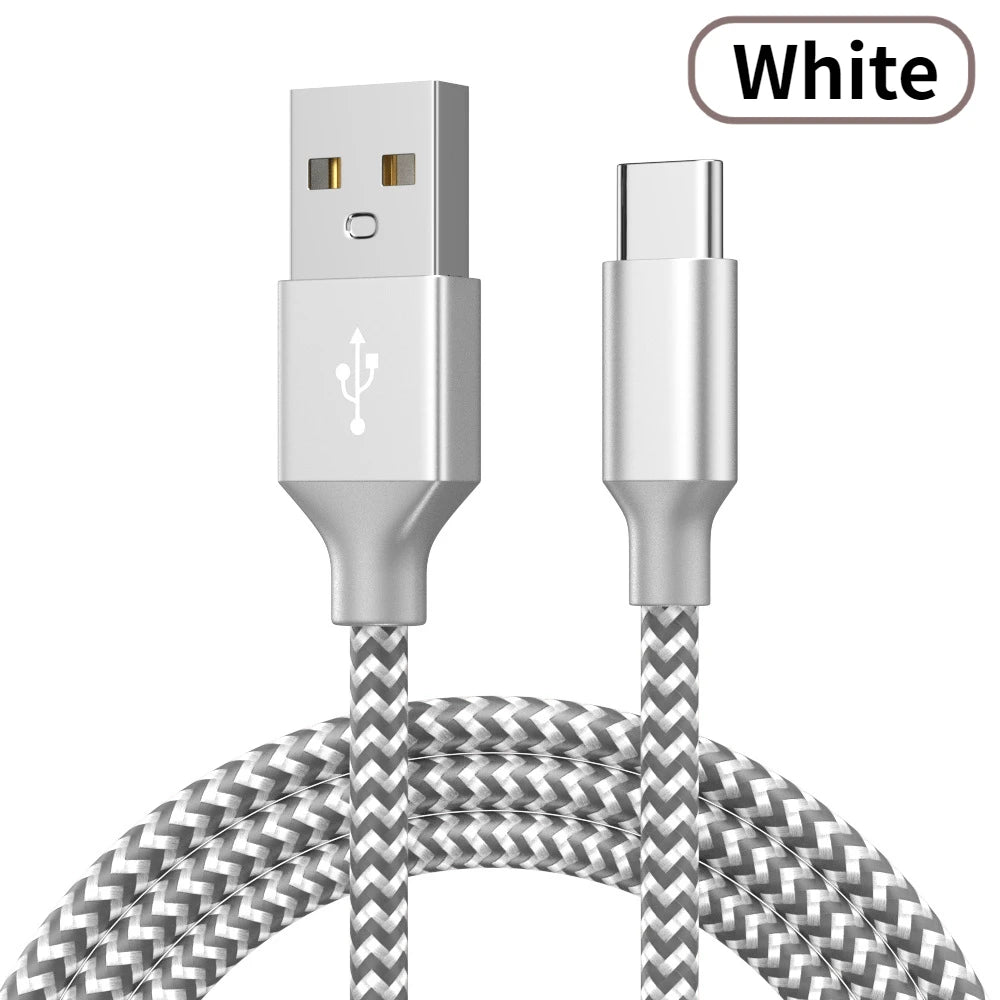 USB To Type-C Nylon Data Cable Supports 10A Ultra-Fast Charging 1m/3m Pptional Both Electrical Charging And Data Transmission Oasis Select USB to Type-c white 1m