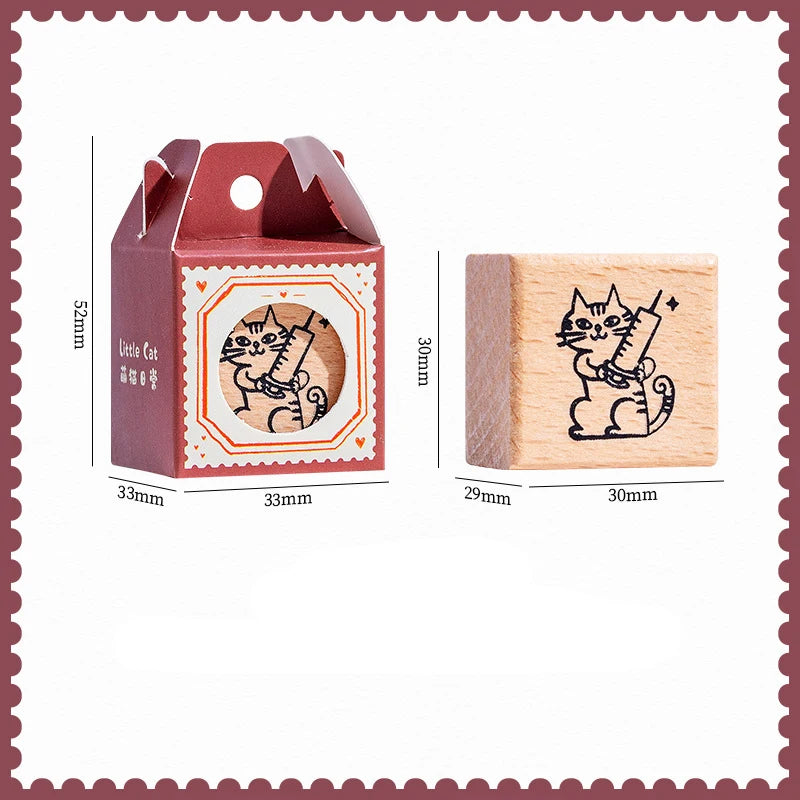 Wooden Rubber Stamps Animals Cat Patterns Stamps Set For DIY Craft Card Scrapbooking Supplies Photo Album Diary Decor Oasis Select Style E