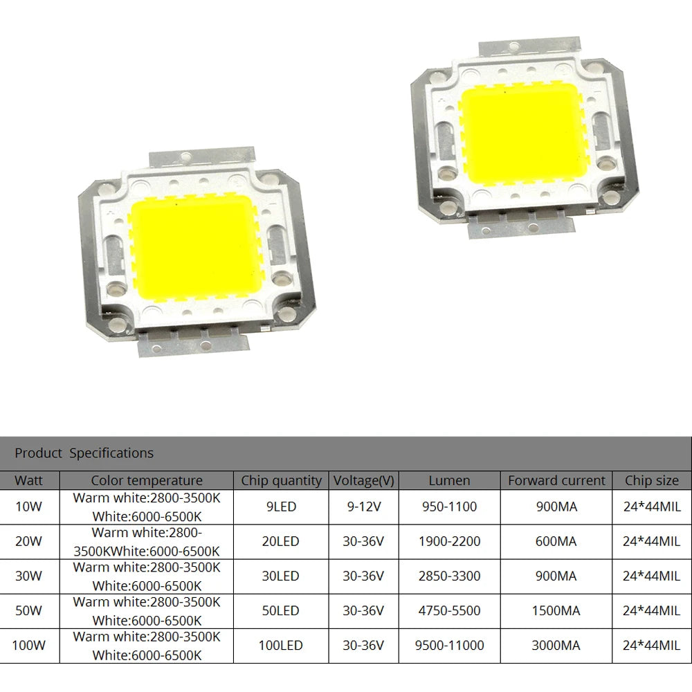 10W 30W 100W LED Light Chip Warm White DC 12V 36V COB Integrated LED Lamp Chip DIY Lighting Projects Floodlight Spotlight Bulb Oasis Select