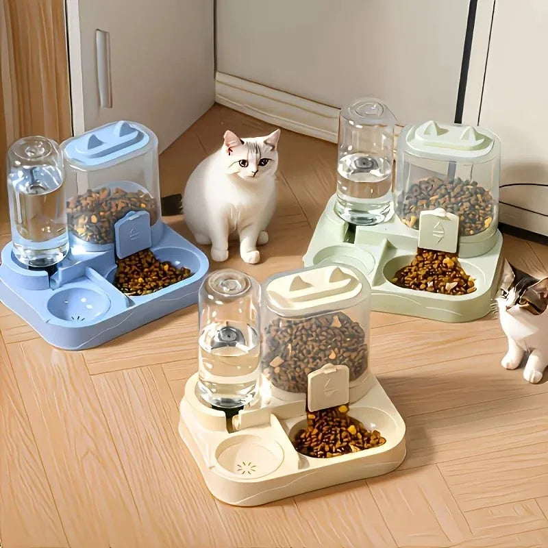 1pcs Transparent 2-in-1 Pet Food Water Bowl Dry Wet Separation Design Durable Plastic Feeder for Cats and Dogs Travel Oasis Select