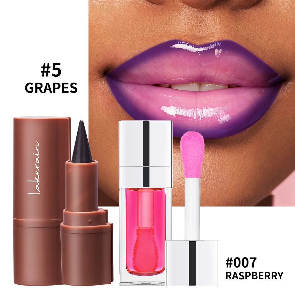 Lakerain Lip Liner & Gloss Combo Set – Long-Lasting Moisturizing Lip Liner & Gloss Set Oasis Select color2