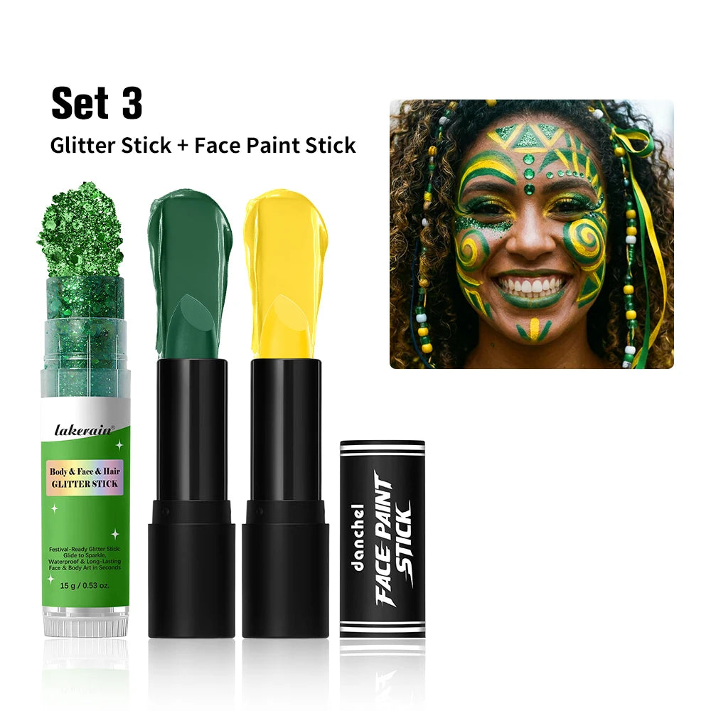 Face Body Paint Stick Set Non-Toxic Hypoallergenic Eye Black for Football Baseball Softball Halloween SFX Cosplay Party Makeup Oasis Select set3