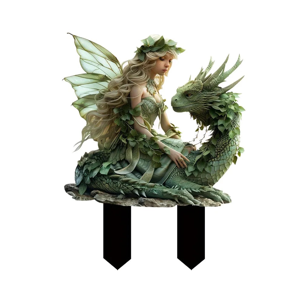Acrylic Flower Fairy Garden Stake Figurine | Waterproof Decor