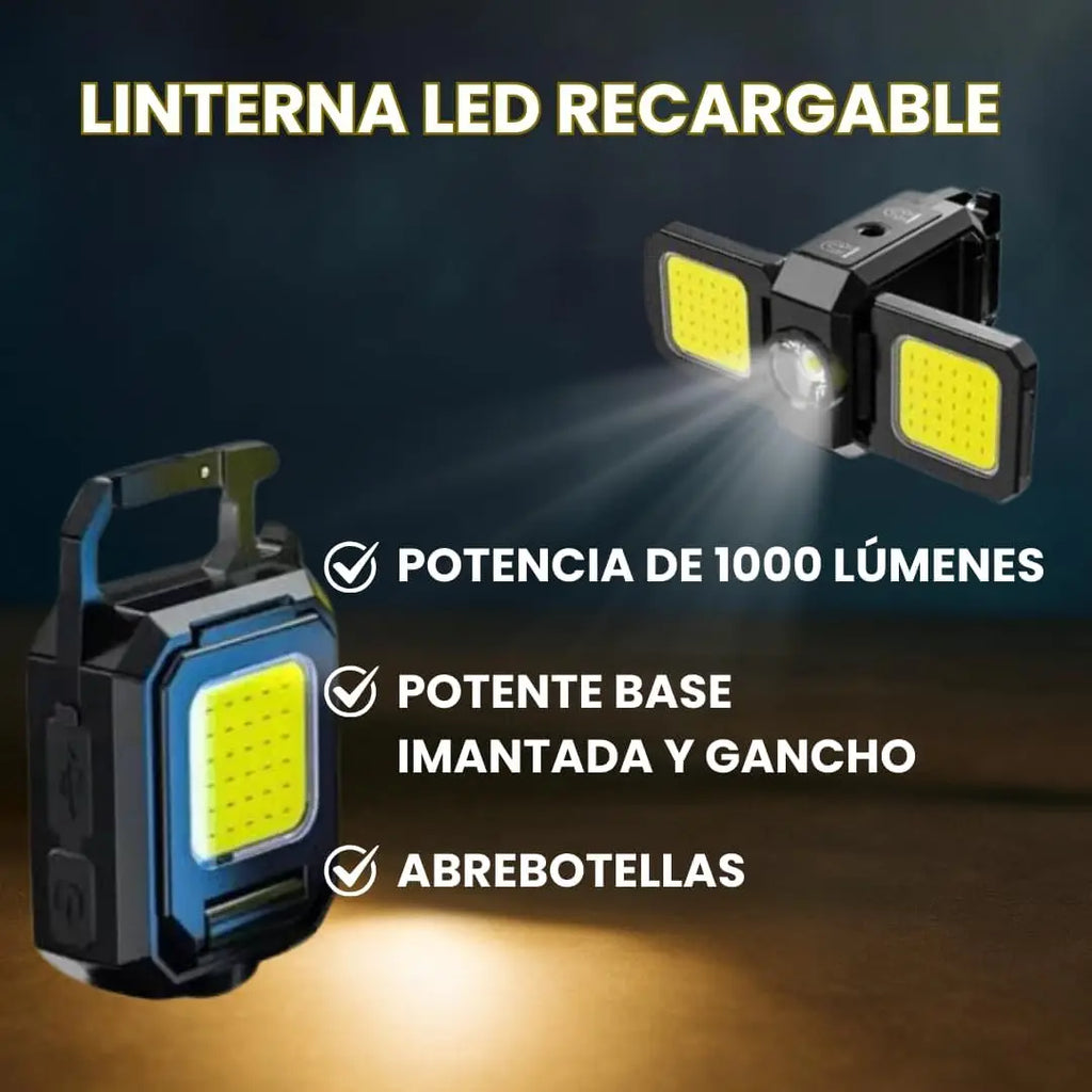 Mini Flashlight Keychain Light COB Work Light USB Rechargeable Lamp with 90° Foldable Side Lights Super Bright Portable Lantern Oasis Select
