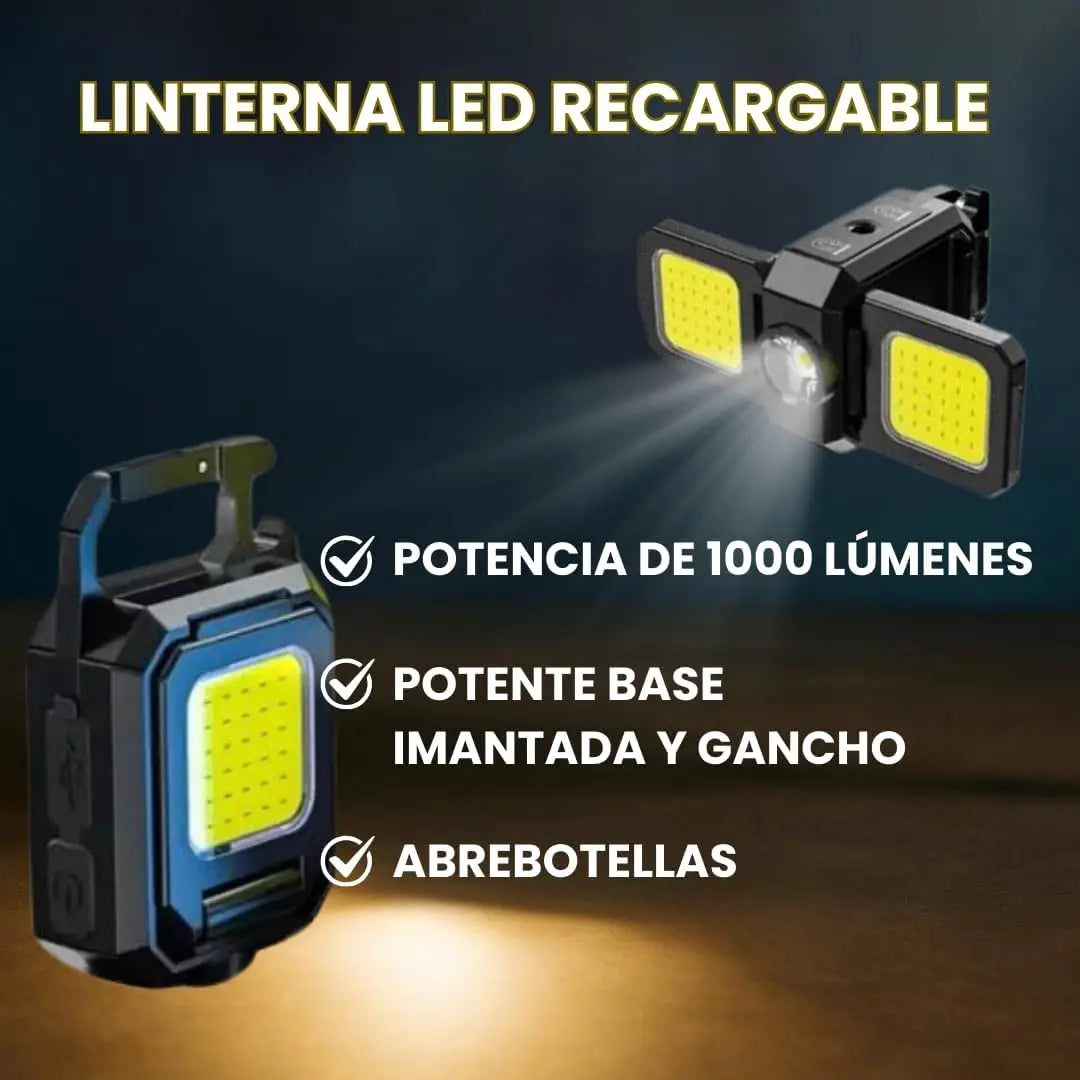 Mini Flashlight Keychain Light COB Work Light USB Rechargeable Lamp with 90° Foldable Side Lights Super Bright Portable Lantern Oasis Select