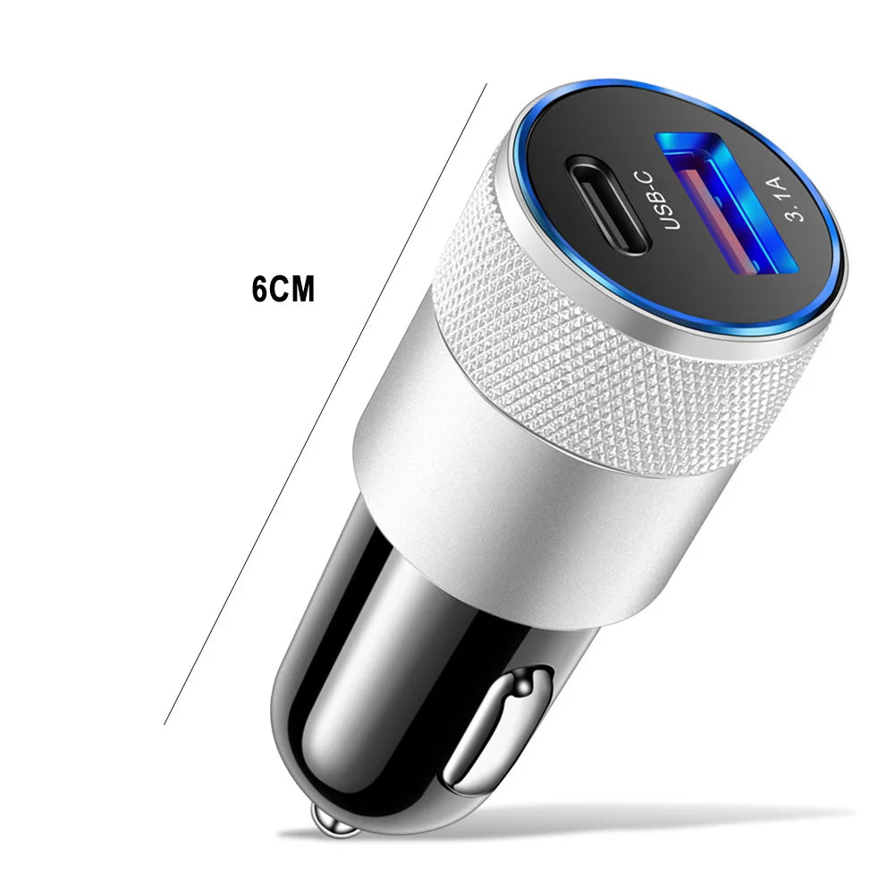 Mini USB-C Car Charger 15W PD Fast Charging Dual Port Adapter USB-C Car Charger Oasis Select