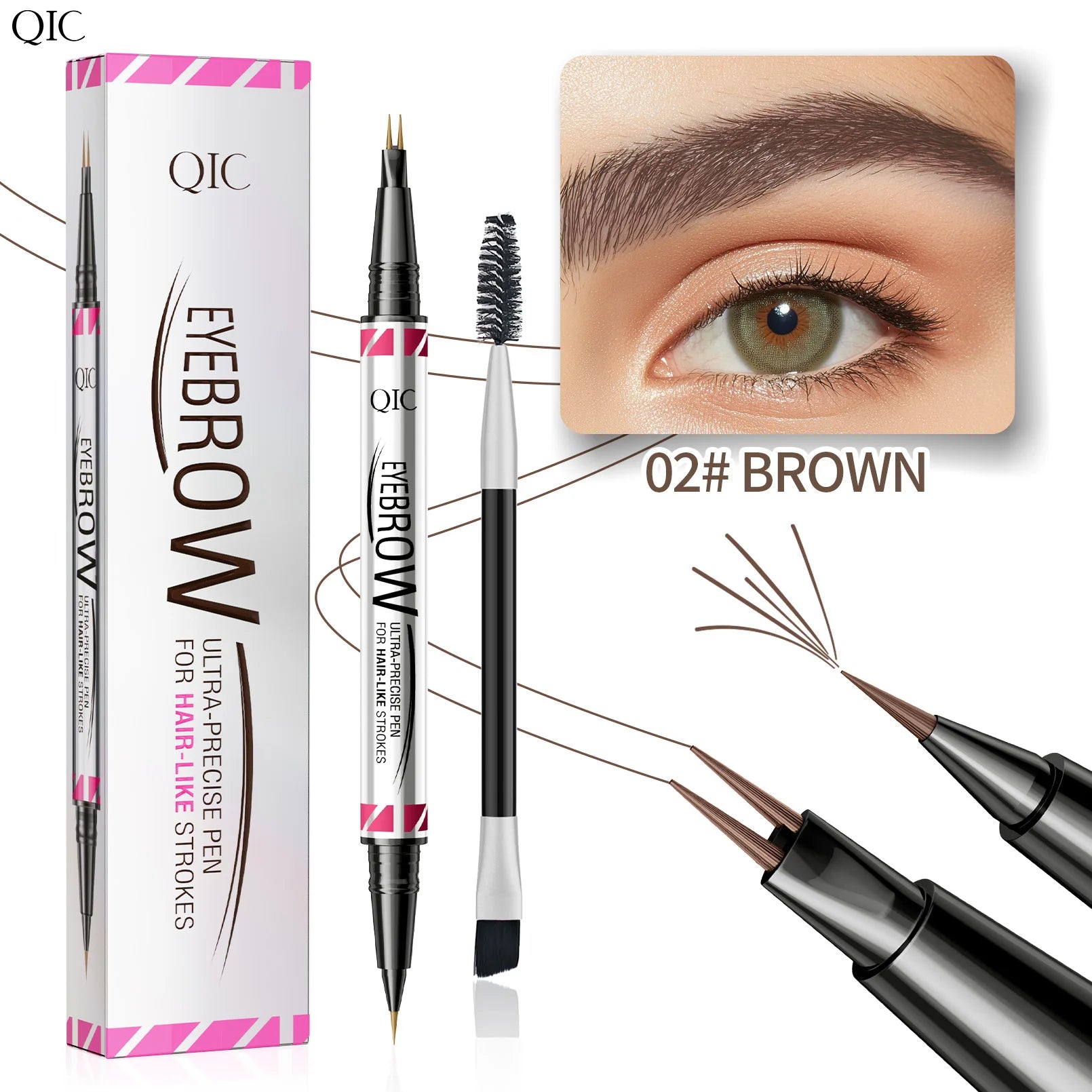 QIC Waterproof Micro Blade Eyebrow Pencil & Liquid Brow Marker