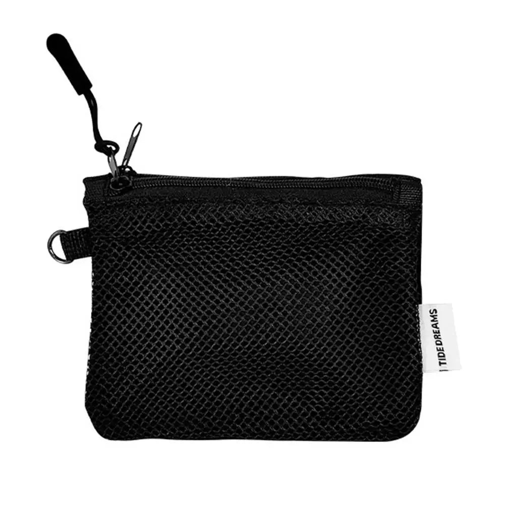 Dual-Layer Mesh Storage Bags Portable Travel Makeup Bag with Zipper Mini Toiletries Cosmetics Organizer Simple Stationery Bag Oasis Select Black