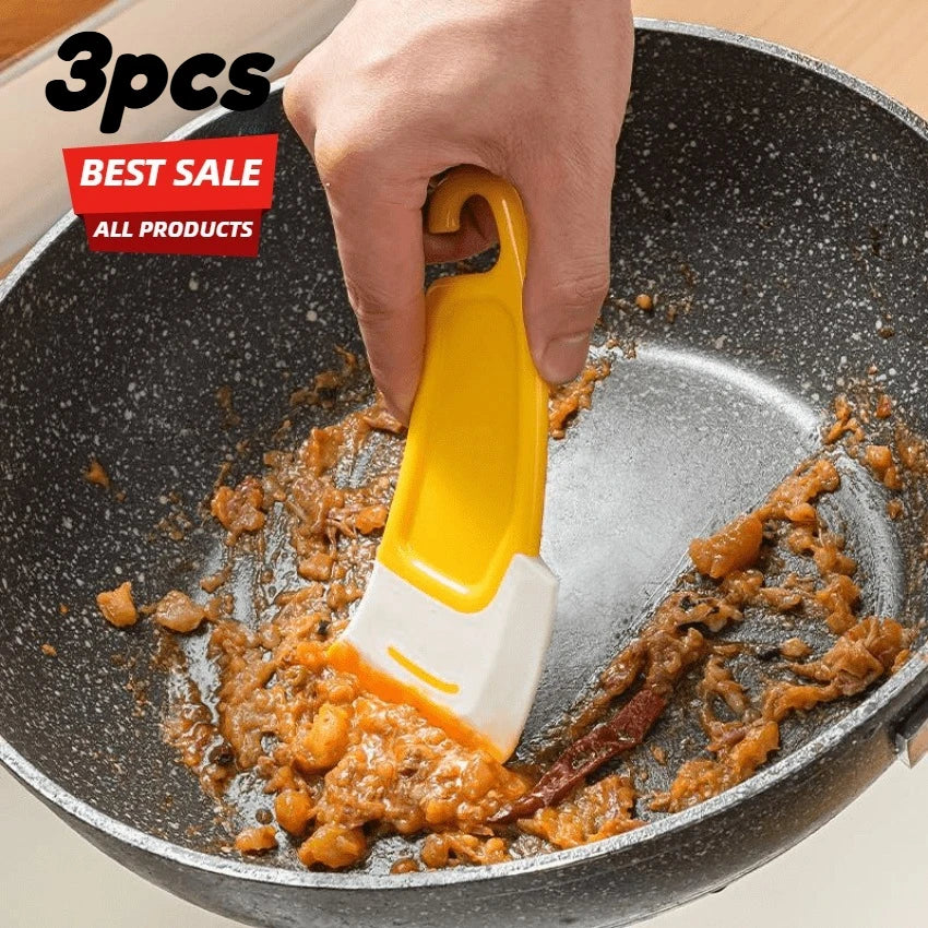 3pcs Silicone Pan Scraper Dish Cleaning Spatula Dish Scraper Non Stick Kitchen Pan Rubber Cleaning Spatula Pot Cleaning Tool Oasis Select