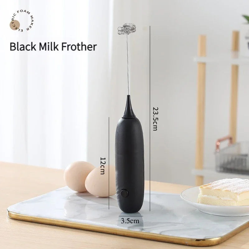 1PC Battery Model Handheld Egg Beater Froth Mixer Kitchen Automatic Coffee Milk Foaming Mixer Kitchen Whisk Tools Oasis Select black