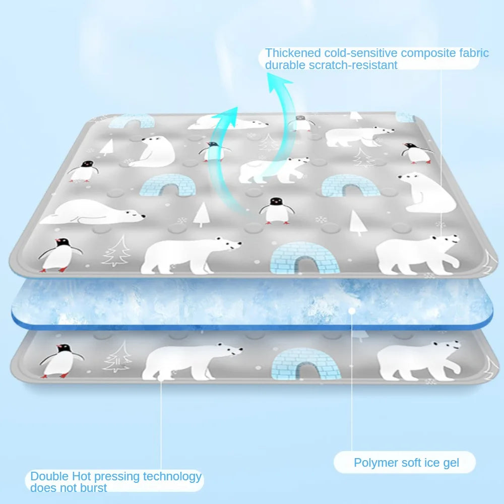 Summer Pet Cooling Mat for Dogs Cats Ice Silk Bed Pad Chill Sleeping Mat Reusable Non Toxic Non Slip for Pets Oasis Select