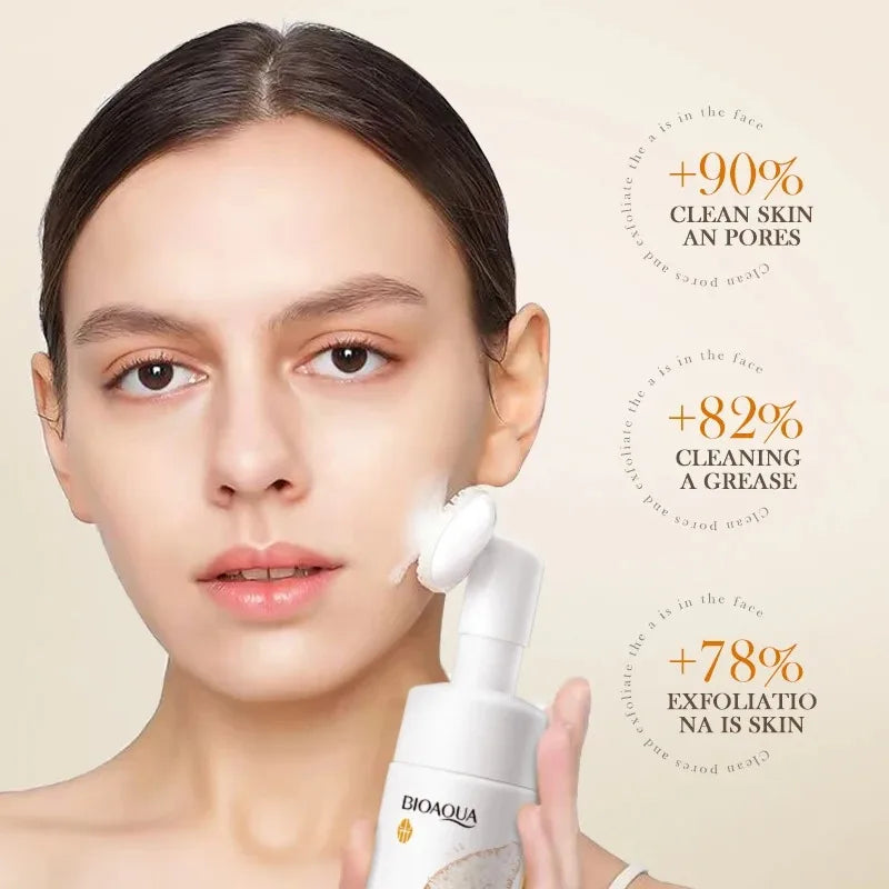 BIOAOUA Rice Puree Foaming Cleanser 120ml | Mousse & Brush Foaming Facial Cleanser Oasis Select