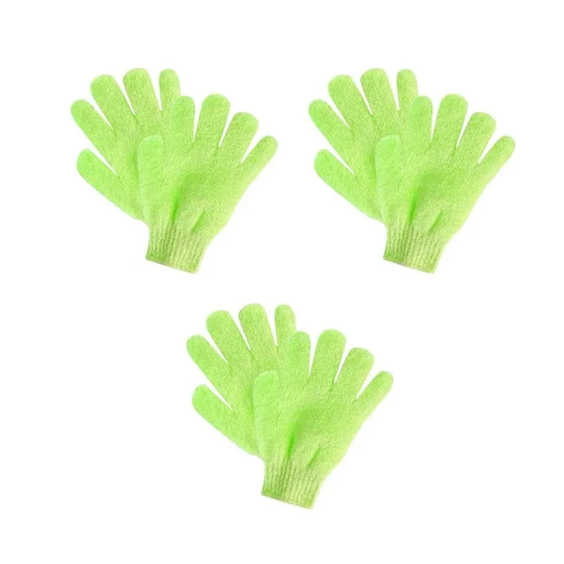 1/2/3pairs Five Fingers Bath Gloves Peeling Exfoliating Household Shower Towel Scrub Body Wash Elastic Wipe Body Cleaning Tools Oasis Select 3pairs green