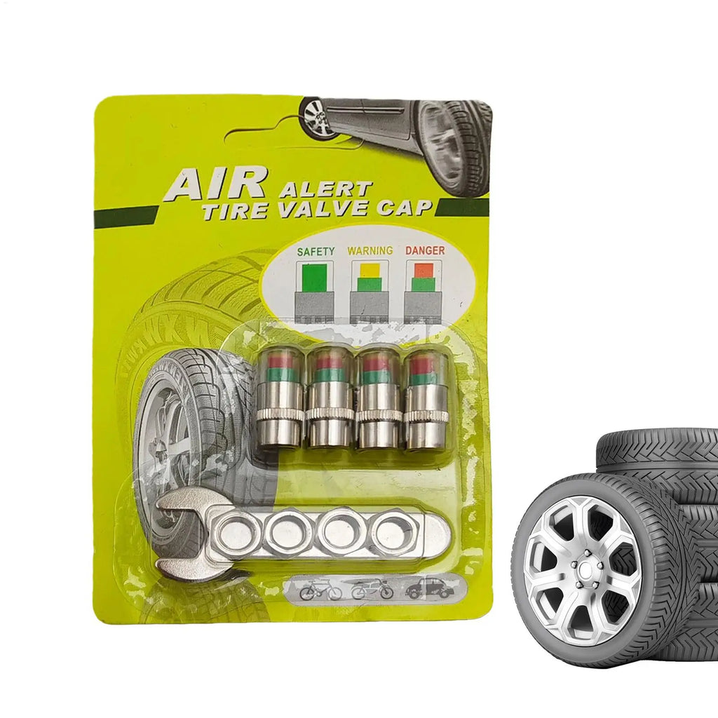 Air Alert Tire Valve Cap 4 Pieces Gauge Alert Tire Pressure Monitor Valve Stem Caps for Long-Distance Travel Motorcycle Truck Oasis Select
