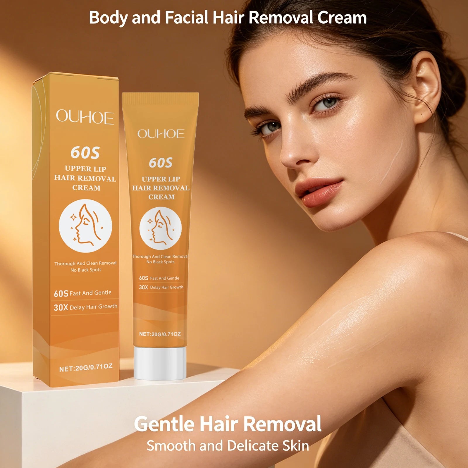 Gentle Facial and Body Hair Removal Cream for Smooth Silky Skin Mild Depilatory for Women and Men Softens Hair Depilatory Cream Oasis Select
