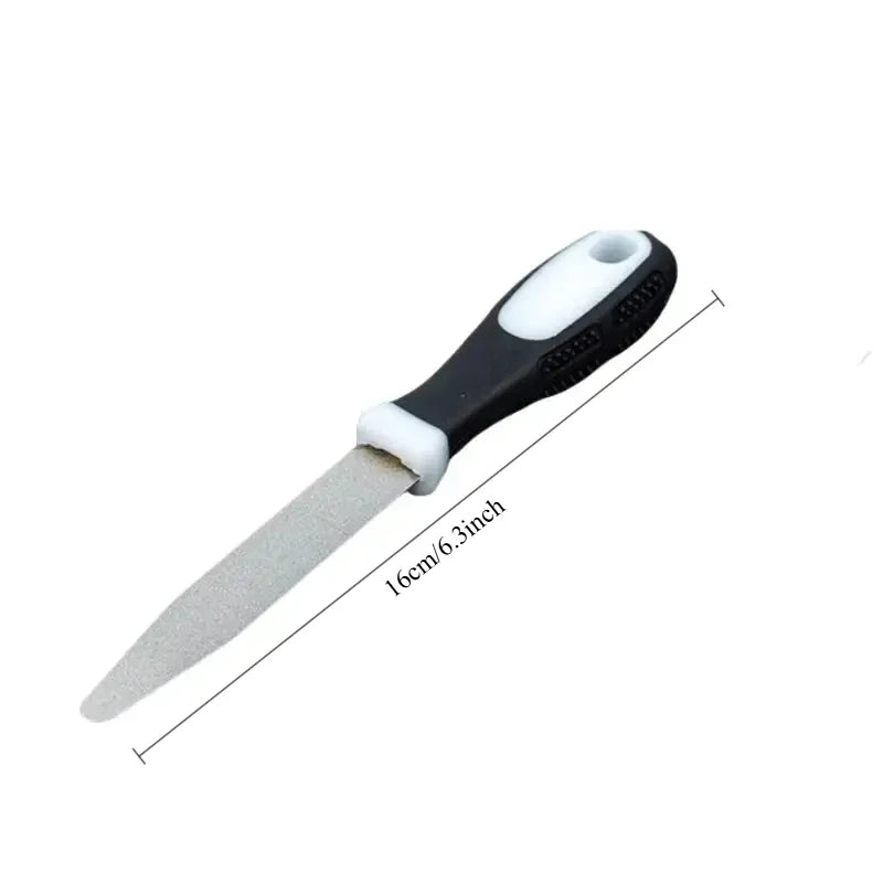 Diamond sharpening stone, double-sided sharpening, dual flat and curved design, easy-to-hold handle knife sharpener. Oasis Select 6.3inch M