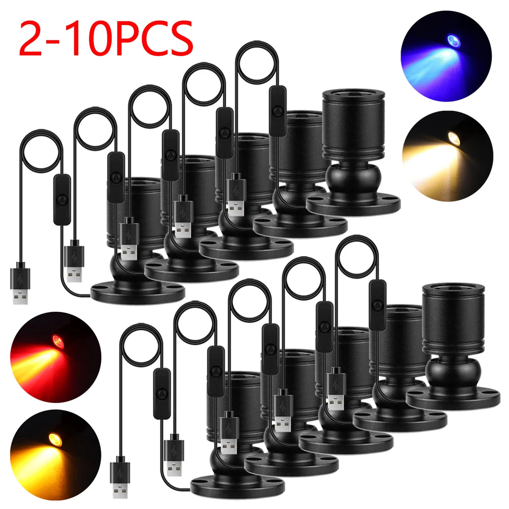 10/8/6/4/2pcs LED Cabinet Spotlight DC 5V 1W USB Powered Ceiling Lights With Switch,Counter Showcase Jewelry Shelf Display Lamp Oasis Select