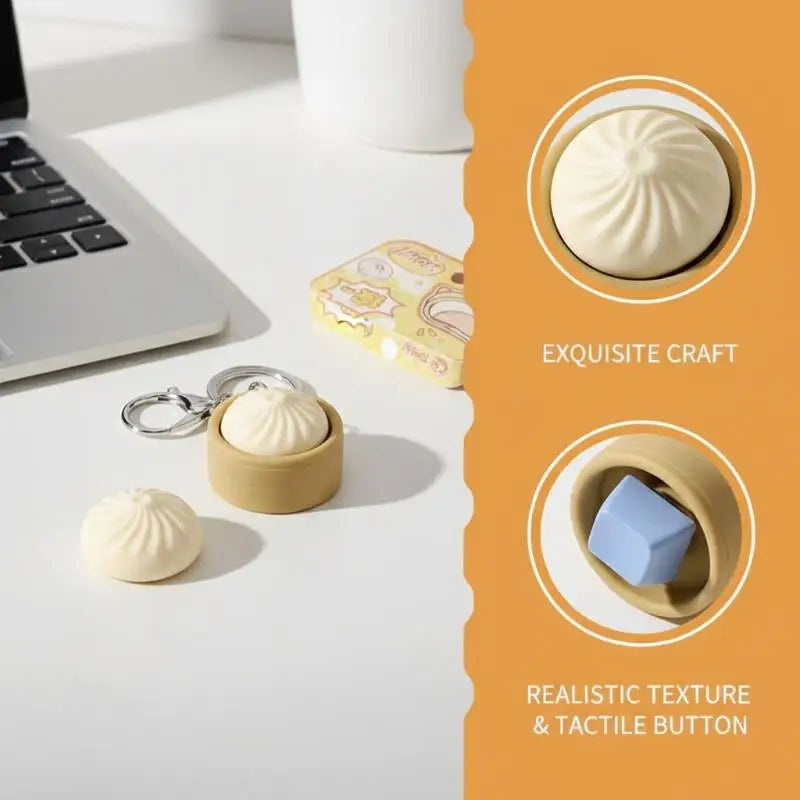 Cute Baozi Fidget Keychain – Squishy Dumpling Pendant Toy Fidget Keychain Oasis Select
