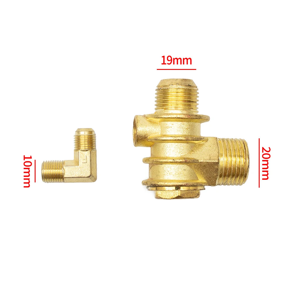 Male Thread Check Valve Connector With 3-Port Zinc Alloy For Air Compressor Parts Accessory 20*19*10mm Oasis Select