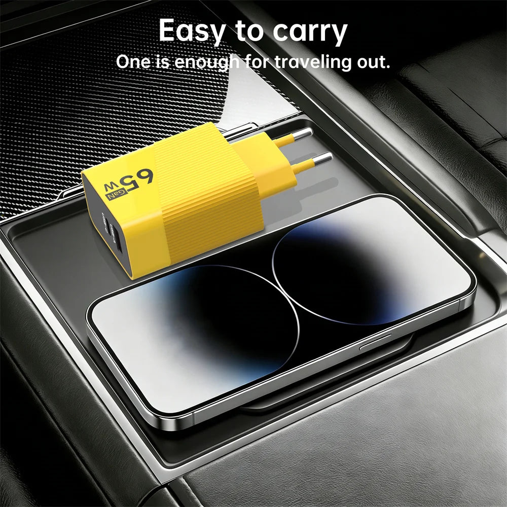 PD 65W USB C Charger GaN Fast Charging Wall Charger For iPhone Samsung Xiaomi Quick Charge EU/US/UK Plug Phone Charger Adapter Oasis Select