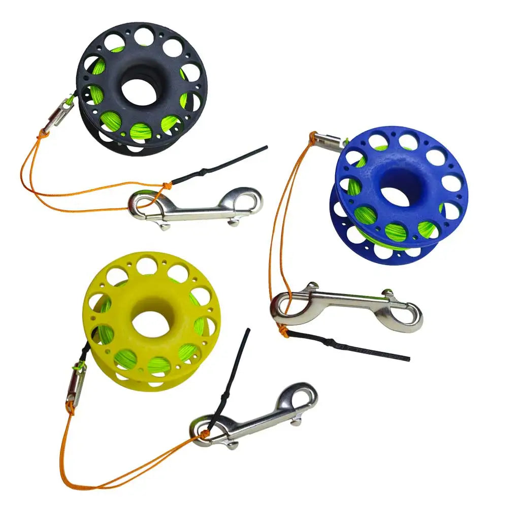 30M Scuba Diving Spool Finger Reel with Stainless Steel double ended hook Tech Snorkeling Equipment Cave Wreck Guide Line Reel Oasis Select