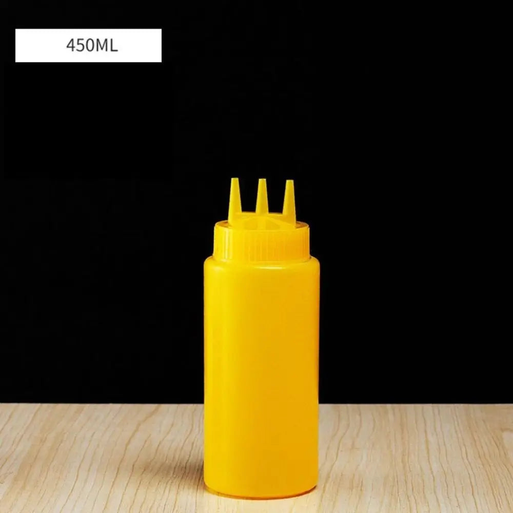 New Plastic Squeezing Sauce bottle Graduated Squeezable Gravy Boats Tableware Reusable Jam Container Oasis Select Yellow-450ml