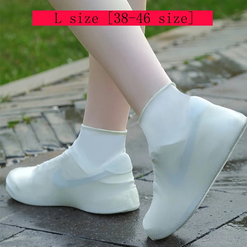 1 Pair Latex Rain Boot Overshoes Travel For Outdoor Use Latex Waterproof Shoe Covers Rainy Day Non-slip Reusable Foot Cover Oasis Select white L 38-46 size