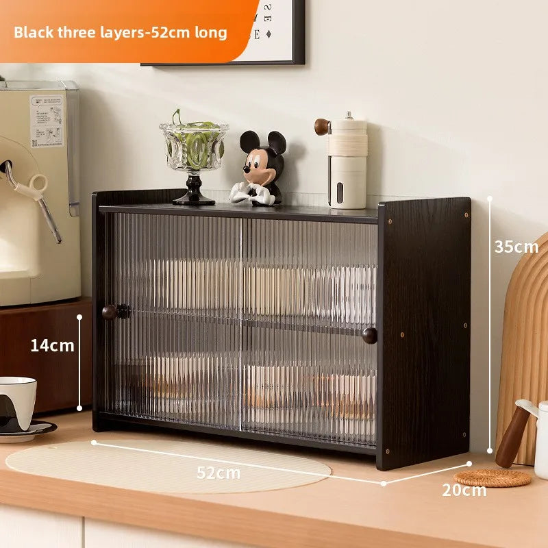 Dust cup holder, desktop water cup, teacup, tea set rack, coffee cup dining table, cup storage, side cabinet rack Oasis Select Z black three layers