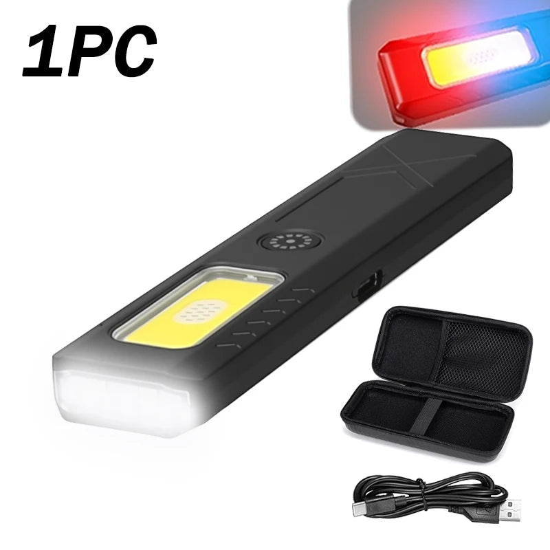 Mini EDC Flashlight USB Rechargeable – COB+LED, 6 Modes, Clip
