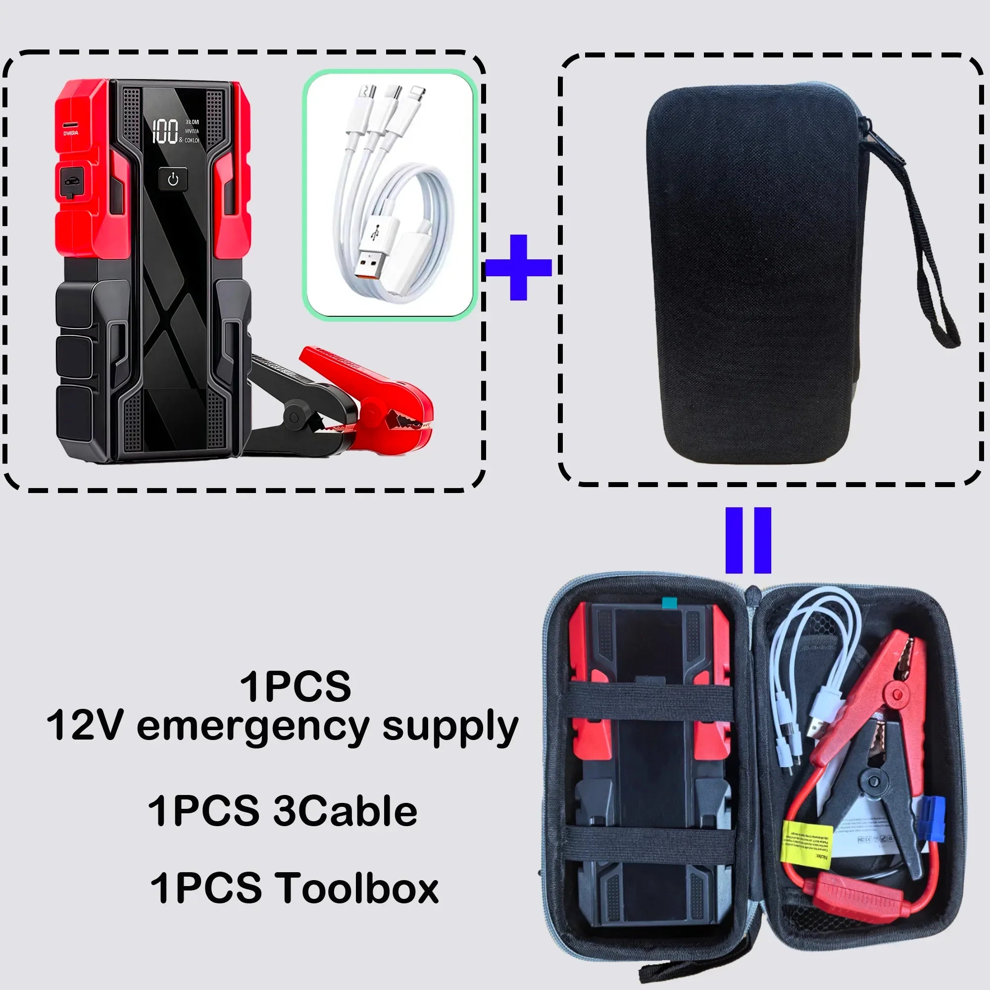New 12V 99800mAh Car Jump Starter ,Portable Emergency Power Bank Battery Booster with LED Light, USB, for SUV Van Motorcycle ATV Oasis Select 12v Car Jump Starter