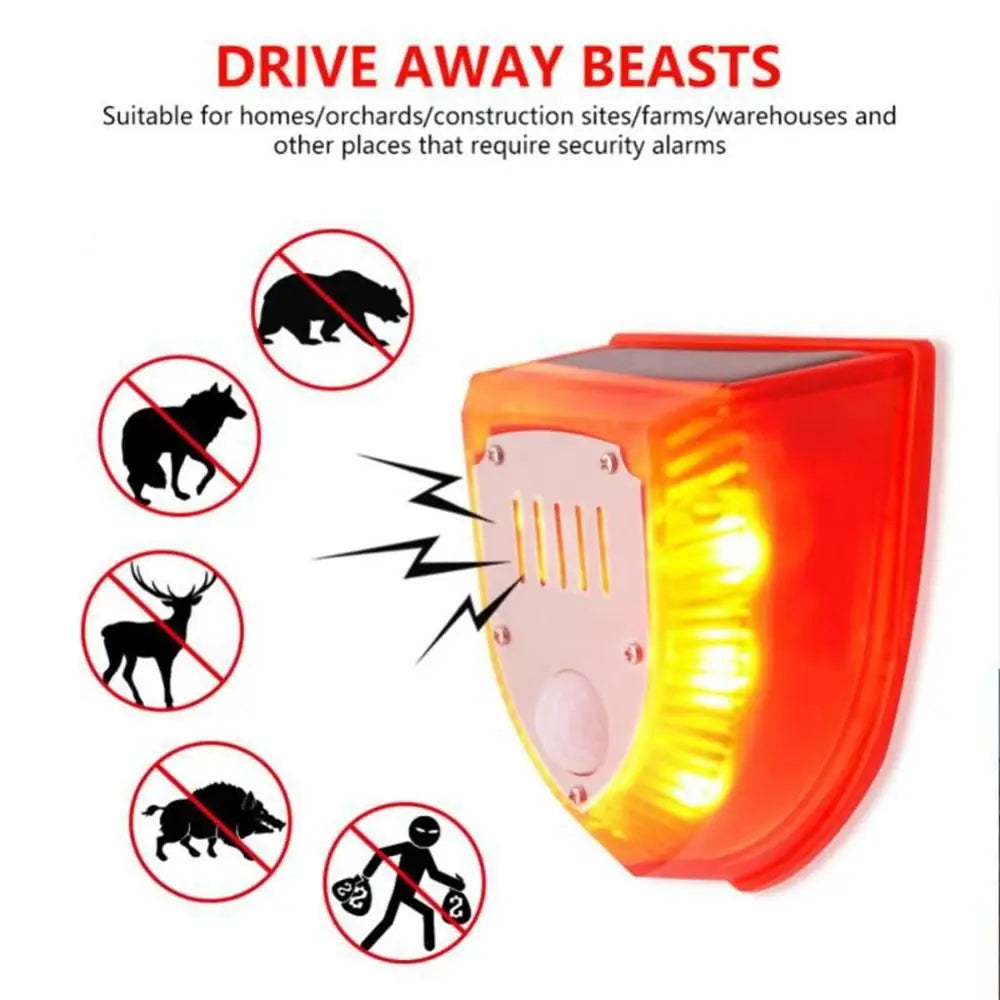 Waterproof Solar Alarm Multifunctional Portable Solar Charging Alarm Sound Alarm Animal Deterrent Solar Lamps Garage Security Oasis Select
