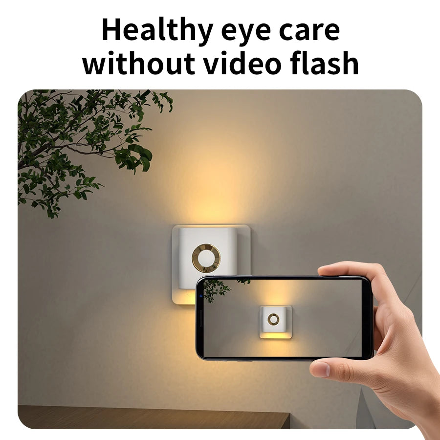 LED Night Light with EU Socket Motion Sensor Warm White Wall Lamp Dual-head Luminous Ambient Light for Bedroom Staircase Toilet Oasis Select