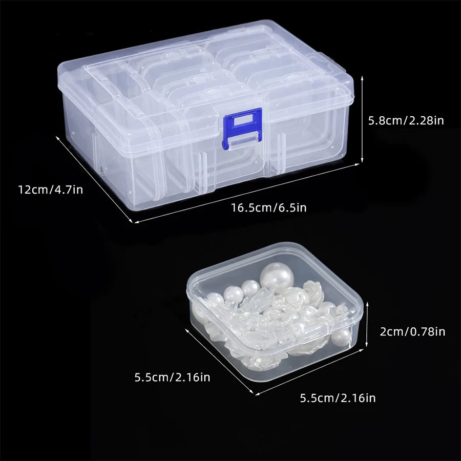 Durable plastic storage box, 14/30 compartments and small container - transparent jewelry and small item organizer Oasis Select 14 grids