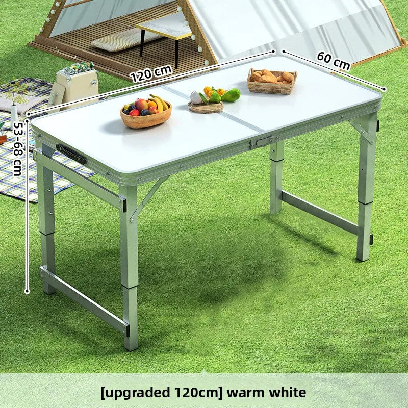 Folding table portable outdoor camping stall night market barbecue table aluminum alloy folding picnic table simple dining table Oasis Select White 120cm