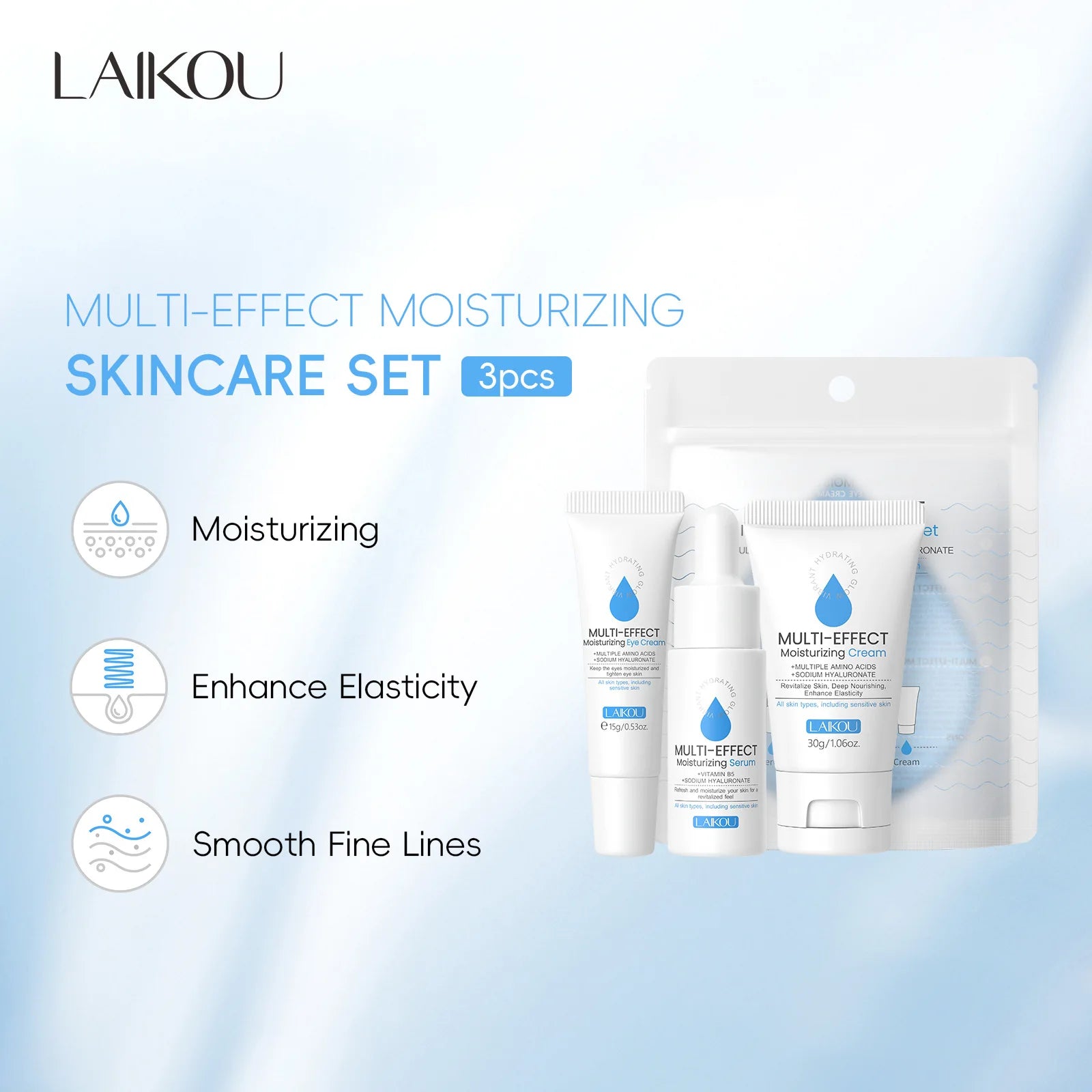 Lecoo 3-Piece Hydrating Skincare Set – Serum, Eye & Face Cream