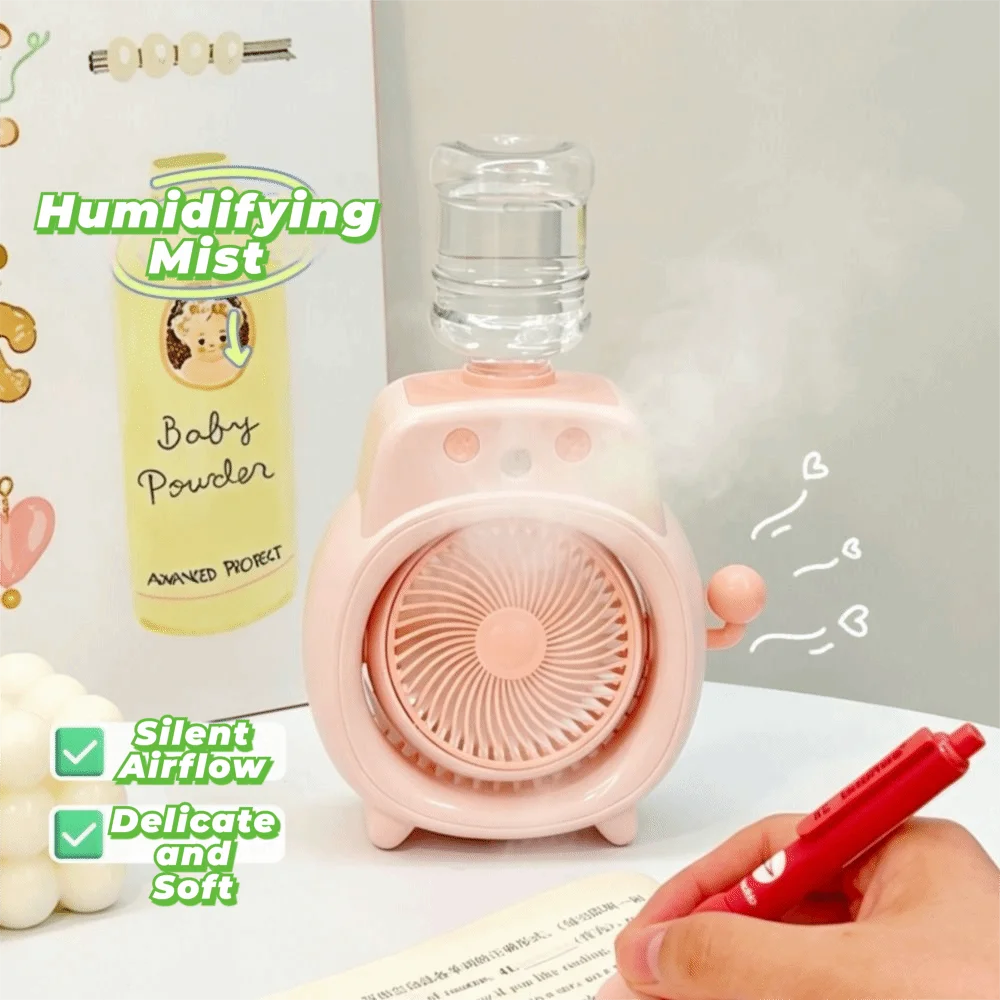 Fine Gentle Mist Portable Desktop Cooling Spray Fan Even Comfortable Wind Wide Angle Air Supply Quiet Humidifying Fan for 500mAh Oasis Select